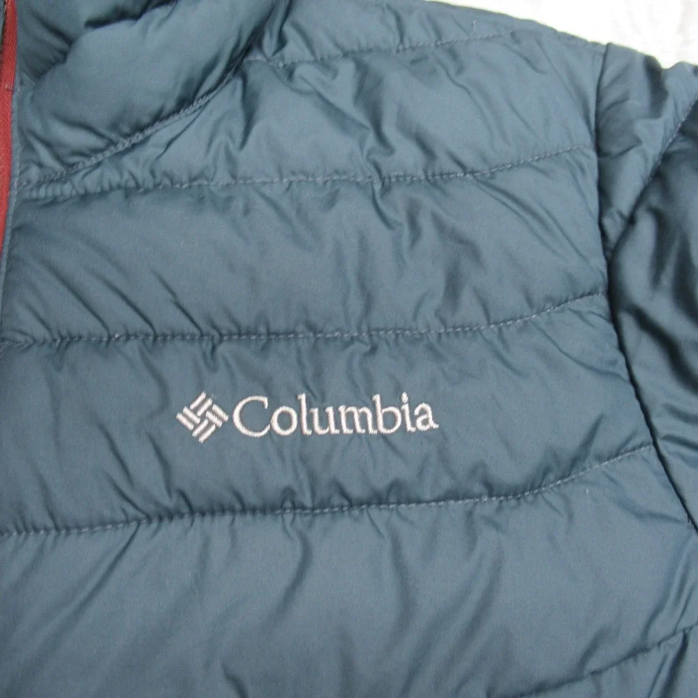 Columbia Jacket Men Medium Blue Green Insulated Quilt Light FullZip Puff Thermal